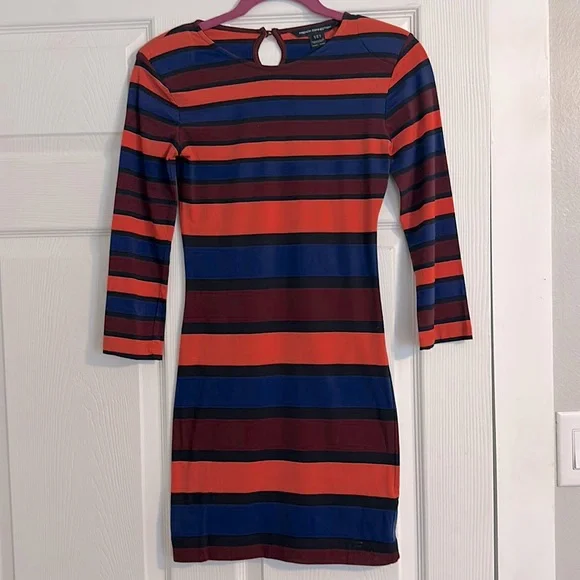 french connection striped cotton dress Pure Cotton Striped Knee Length Shirt Dress